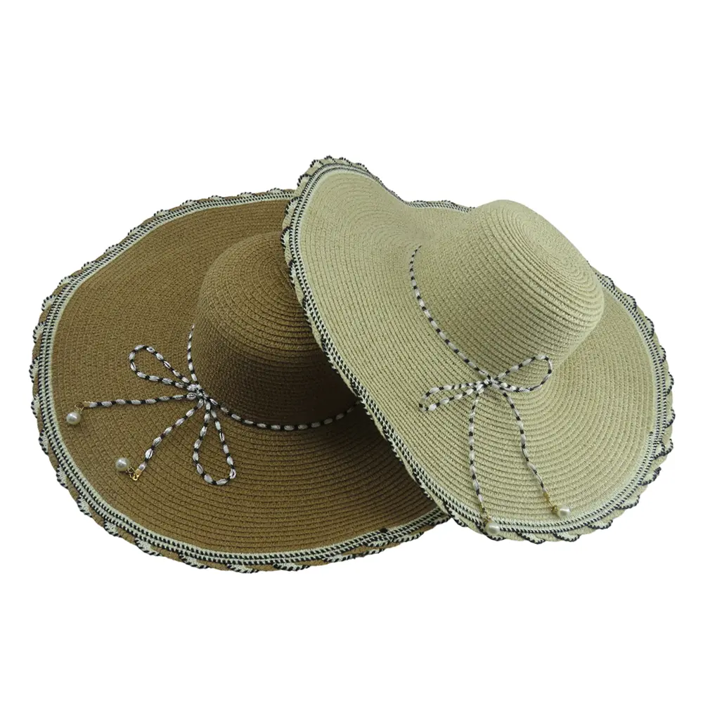 کلاه گرد ساحلی پاپیون چرم