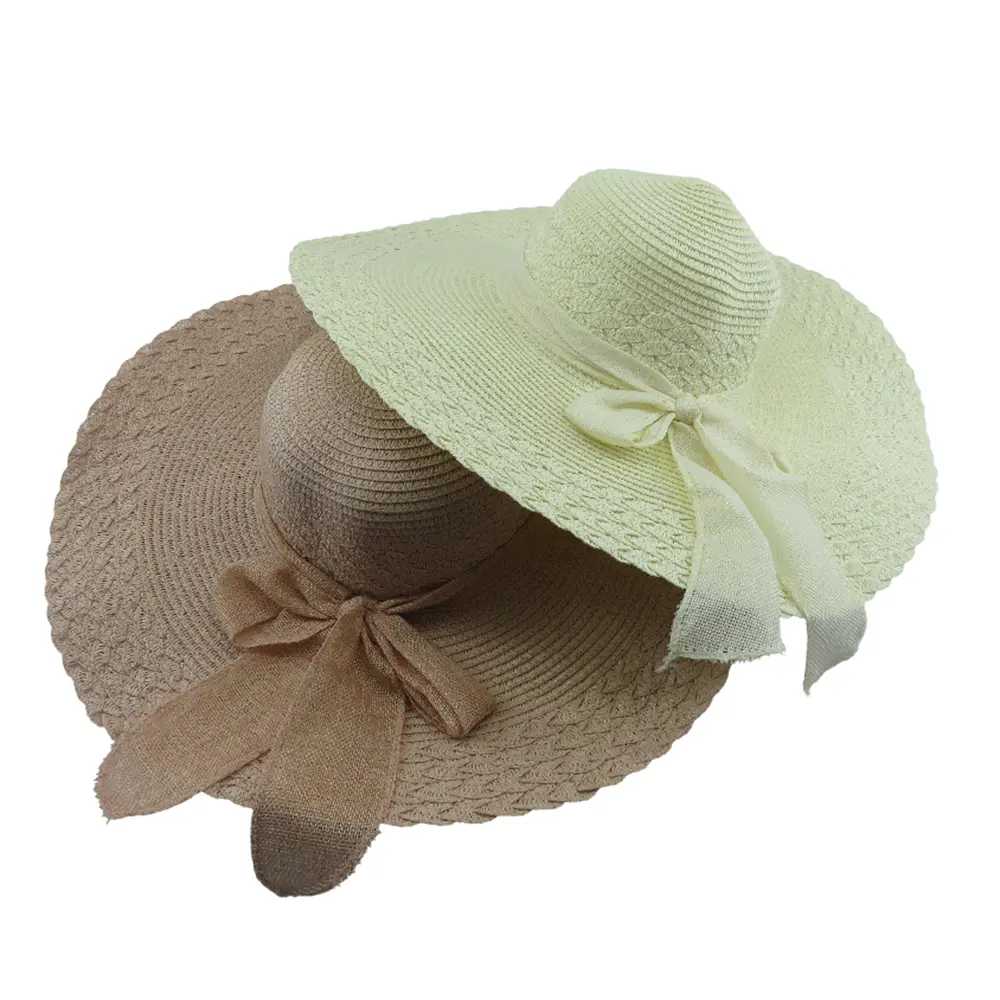 کلاه گرد ساحلی بزرگ پاپیون پارچه