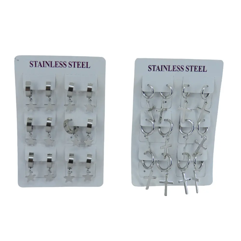 گوشواره 6جفت آویزدارنقره ایSTEEL