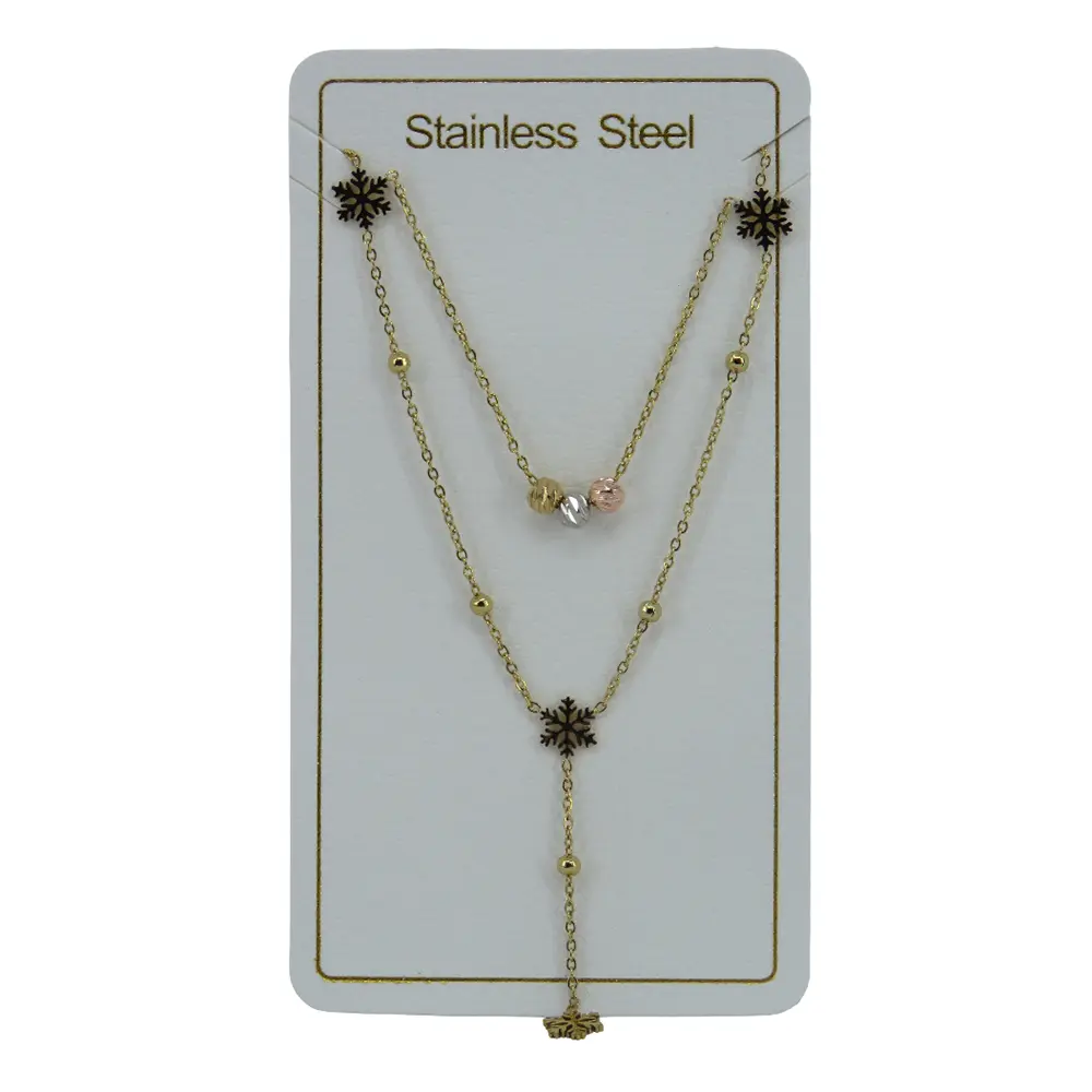 گردنبند2رج طلایی پلاک دارSTEEL